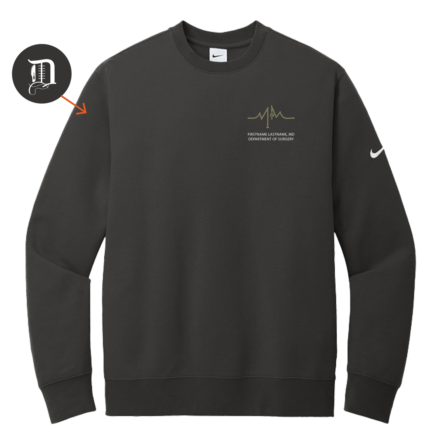 Nike Club Fleece Sleeve Swoosh Crew