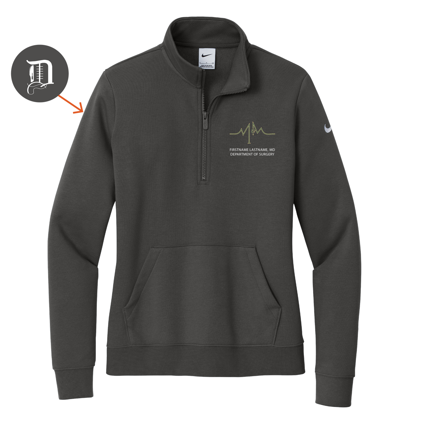 Womens Nike Club Fleece Sleeve Swoosh 1/2 Zip