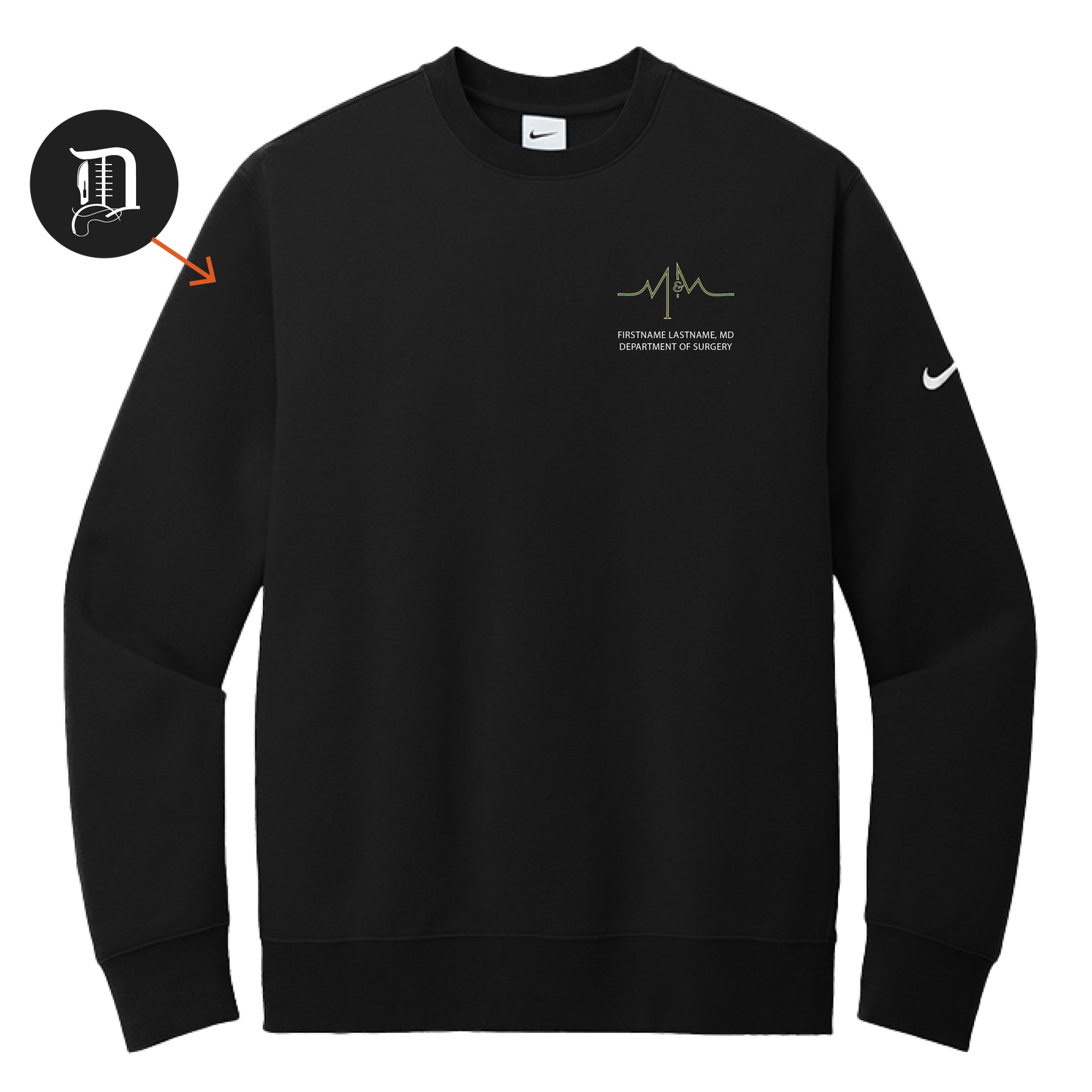 Nike Club Fleece Sleeve Swoosh Crew