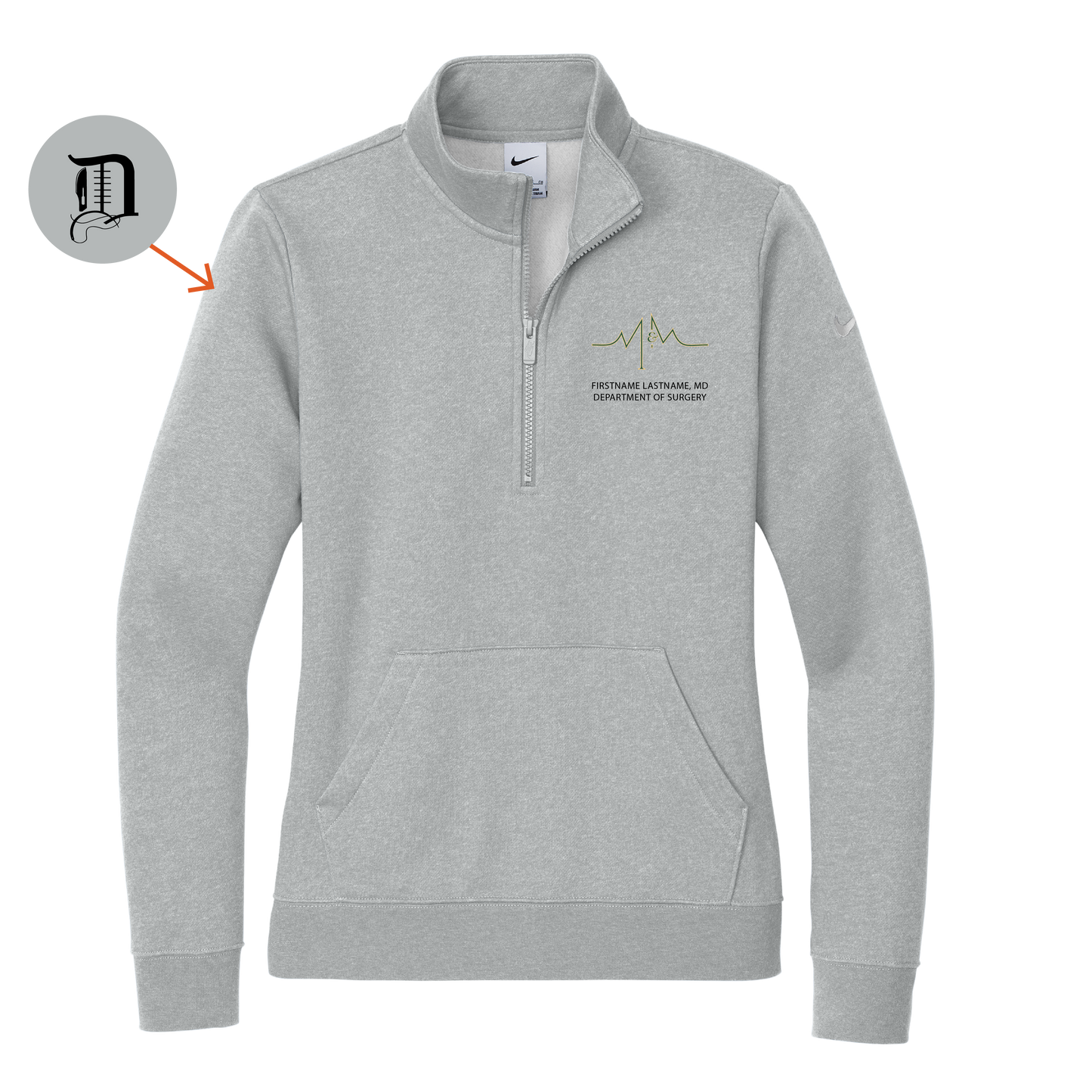 Womens Nike Club Fleece Sleeve Swoosh 1/2 Zip