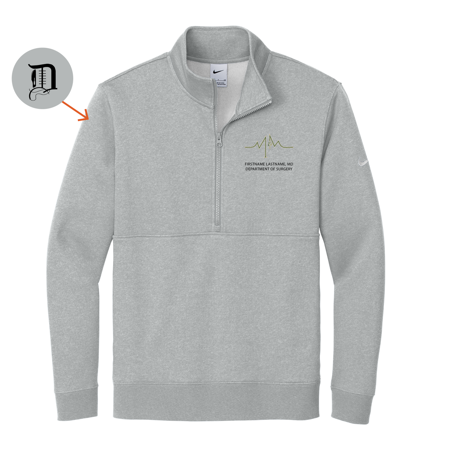 Mens Nike Club Fleece Sleeve Swoosh 1/2 Zip
