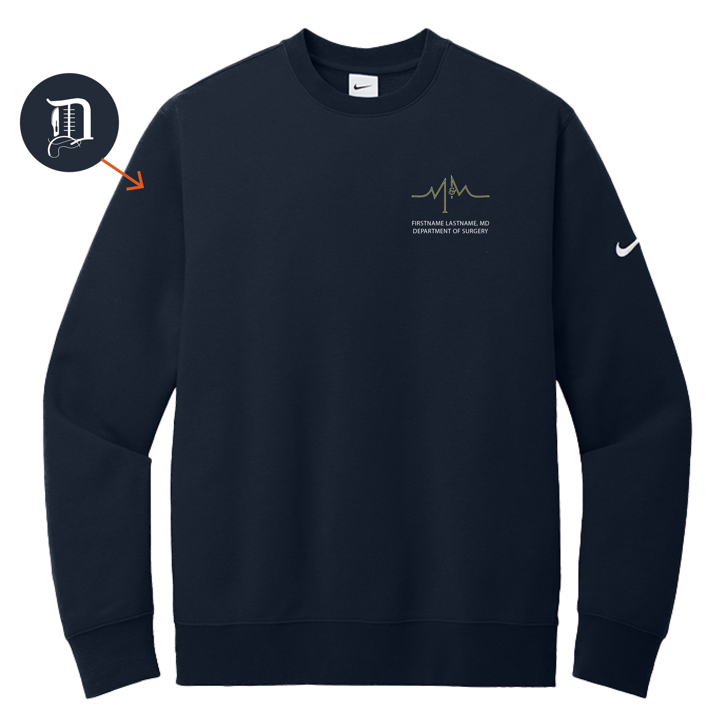Nike Club Fleece Sleeve Swoosh Crew